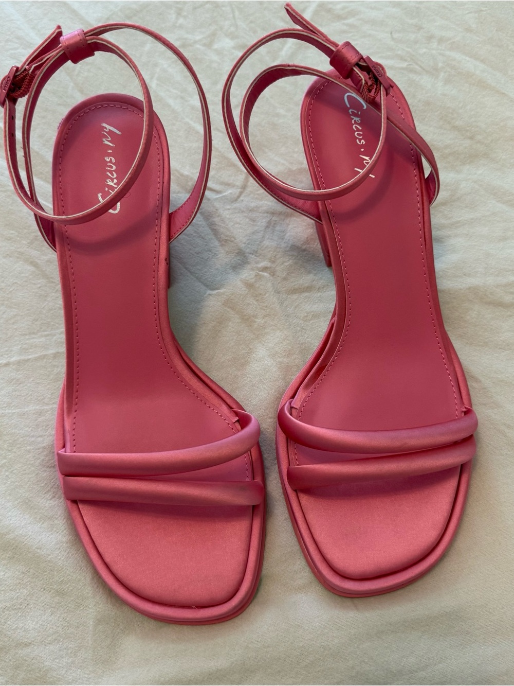 Circus by Sam Edelman Hot Pink Block Heel Ankle-Strap Sandals